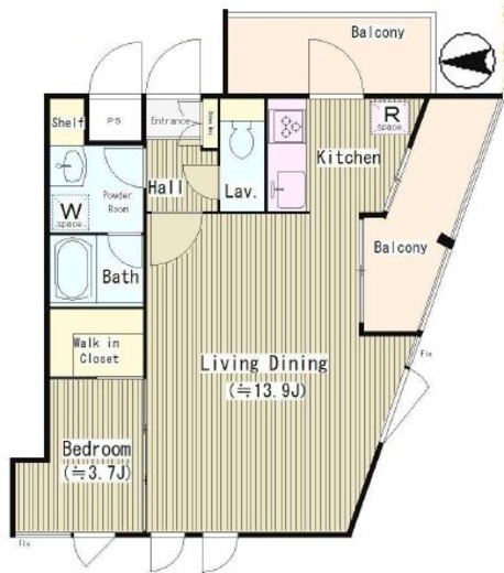 ゼルコバ上高井戸 503 間取り図