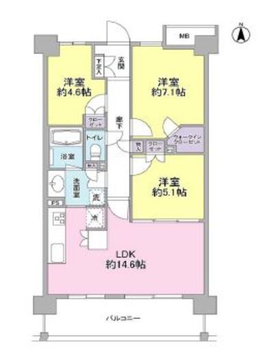 アンビエンテ経堂 505 間取り図