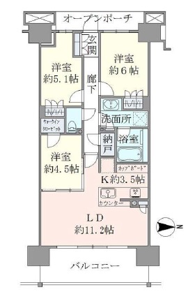 ブリリア辰巳キャナルテラス 7階 間取り図