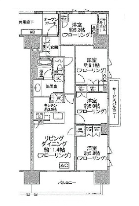 ブリリア辰巳キャナルテラス 4階 間取り図