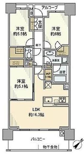 ザ・パークハウス横浜新子安ガーデン 9階 間取り図