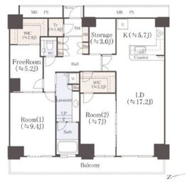 Wコンフォートタワーズ WEST 42階 間取り図