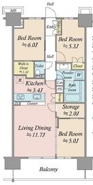 リビオシティ南砂町ステーションサイト 5階 間取り図