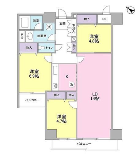 グランドメゾン三軒茶屋 14階 間取り図