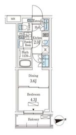 WAKABA View Apartment (若葉ビューアパートメント) 104 間取り図