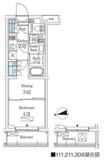 WAKABA View Apartment (若葉ビューアパートメント) 111 間取り図