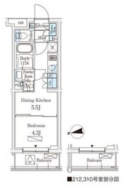 WAKABA View Apartment (若葉ビューアパートメント) 310 間取り図