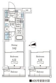 WAKABA View Apartment (若葉ビューアパートメント) 405 間取り図