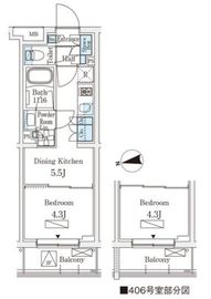 WAKABA View Apartment (若葉ビューアパートメント) 406 間取り図