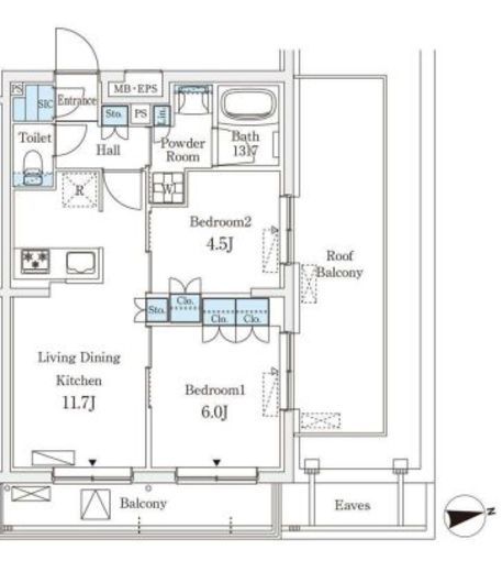 WAKABA View Apartment (若葉ビューアパートメント) 403 間取り図