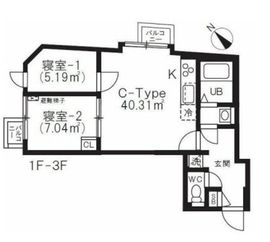 BRICK RESIDENCE 目黒本町 403 間取り図