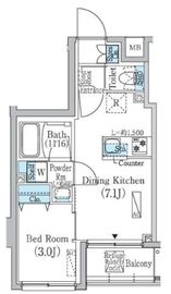 プライムブリス蔵前 402 間取り図