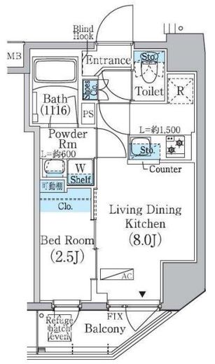 プライムブリス蔵前 601 間取り図