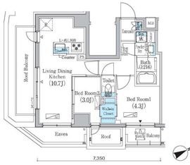 プライムブリス蔵前 1302 間取り図