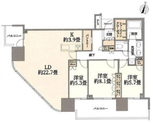 二子玉川ライズタワー 19階 間取り図