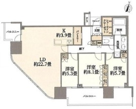 二子玉川ライズタワー 19階 間取り図