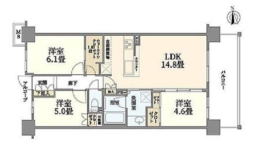 パークホームズ横浜矢向センターフォレスト 7階 間取り図