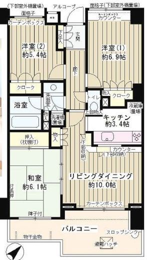 上野毛パーク・ホームズ アダージオ 3階 間取り図