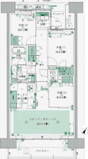 HARUMI FLAG PARK VILLAGE (晴海フラッグ パークヴィレッジ) 13階 間取り図