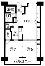 シティコート目黒 1-606 間取り図