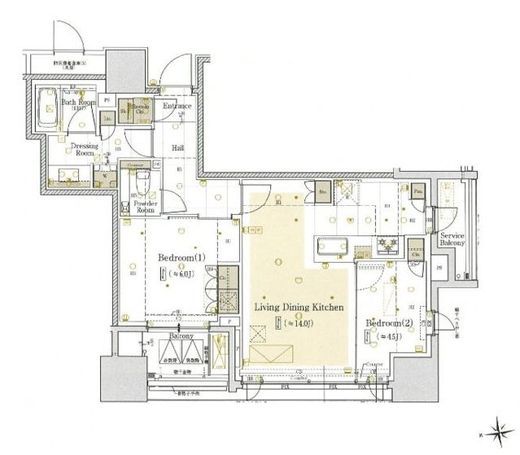 クラッシィハウス大手町ザ・スイート 5階 間取り図