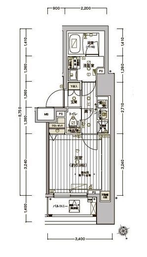 ヴァレッシア早稲田駅前シティ 2階 間取り図