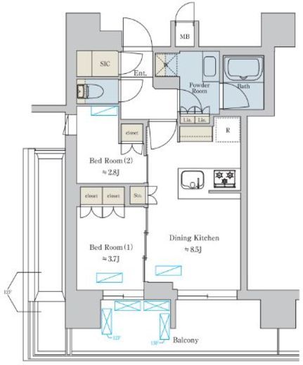 ブリリアイスト大井町 1201 間取り図