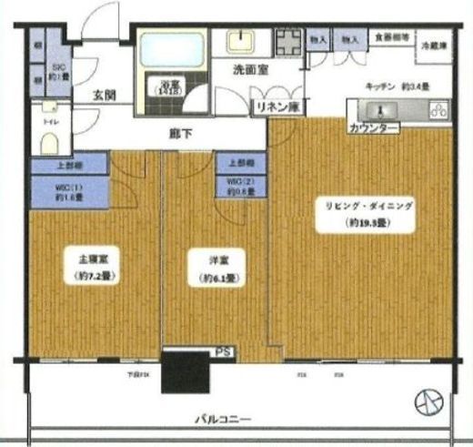 パークタワー勝どきミッド/サウス 33階 間取り図