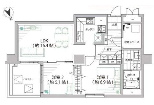 ペアシティルネッサンス 7階 間取り図
