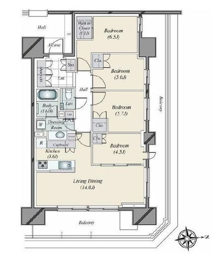 HARUMI FLAG PARK VILLAGE (晴海フラッグ パークヴィレッジ) 3階 間取り図
