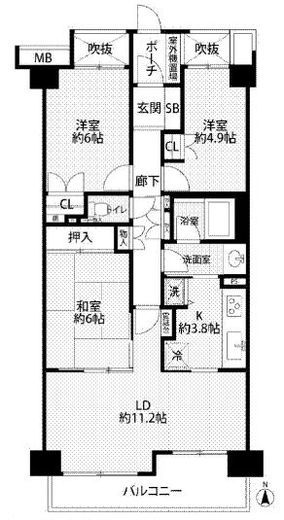 パークハイム雪が谷 5階 間取り図