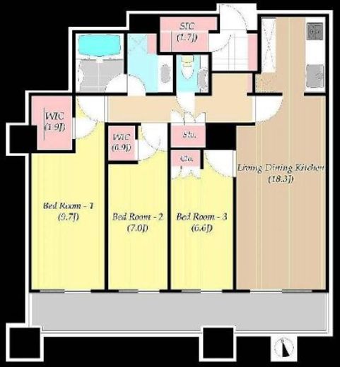 白金タワー 36階 間取り図