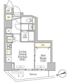 La Perla Takanawa (ラペルラ高輪) 401 間取り図