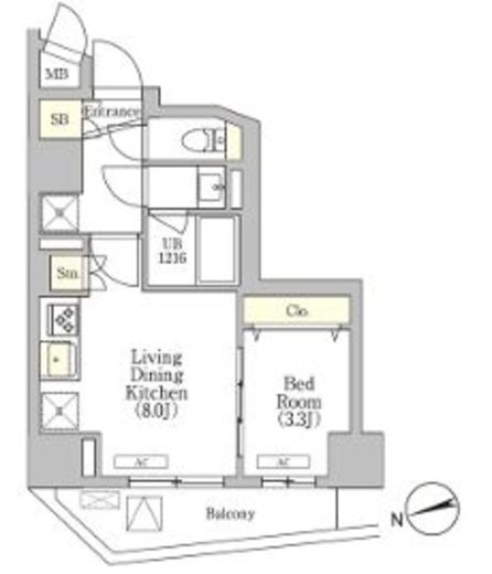 La Perla Takanawa (ラペルラ高輪) 1101 間取り図
