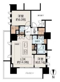 プレミスト新宿山吹 2階 間取り図