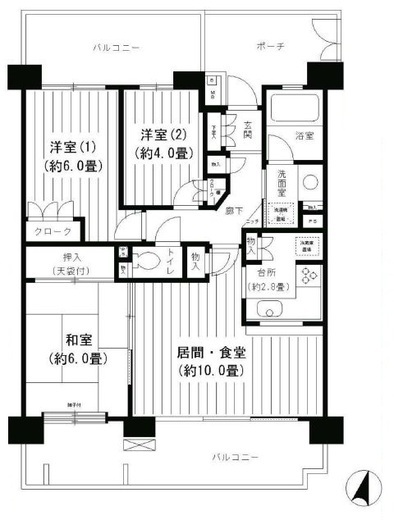 横浜伊勢佐木南パークホームズ 3階 間取り図