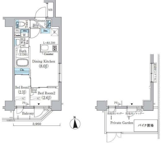 プライムブリス新宿上落合 101 間取り図