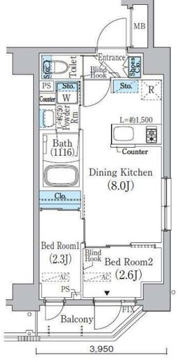 プライムブリス新宿上落合 301 間取り図