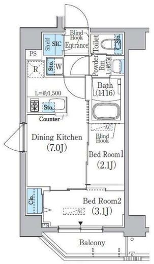 プライムブリス新宿上落合 305 間取り図