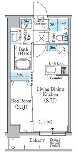 プライムブリス新宿上落合 403 間取り図
