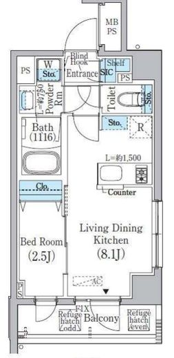 プライムブリス新宿上落合 606 間取り図