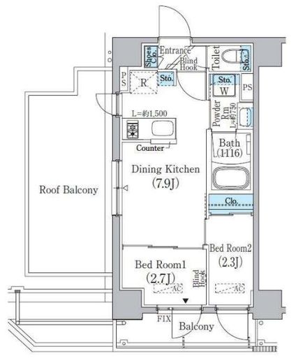 プライムブリス新宿上落合 703 間取り図
