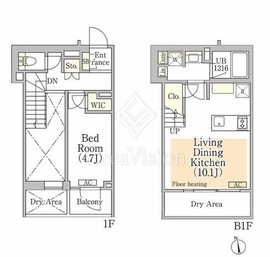 イプセ神楽坂 101 間取り図