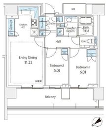 HARUMI FLAG SUN VILLAGE (晴海フラッグ サンヴィレッジ) 5階 間取り図