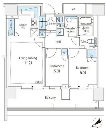 HARUMI FLAG SUN VILLAGE (晴海フラッグ サンヴィレッジ) 4階 間取り図