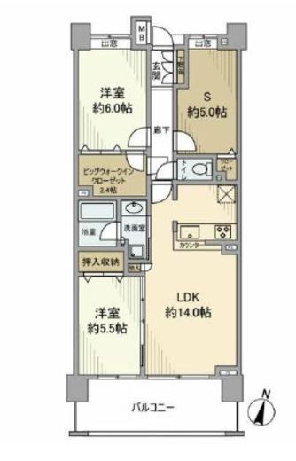 クレストシティアクアグランデ 5階 間取り図