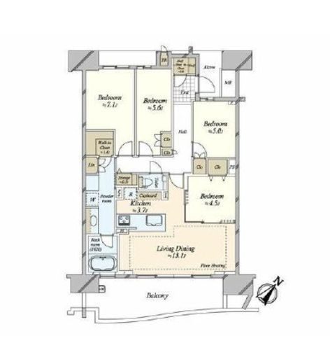 HARUMI FLAG SEA VILLAGE (晴海フラッグ シーヴィレッジ) 12階 間取り図