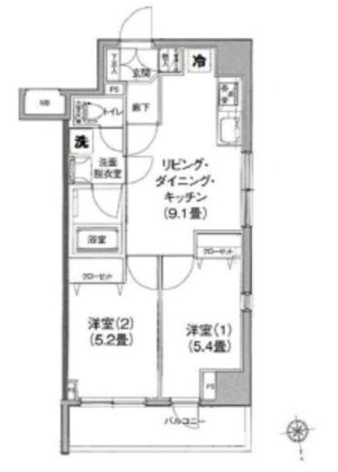 アイル大手町 2階 間取り図