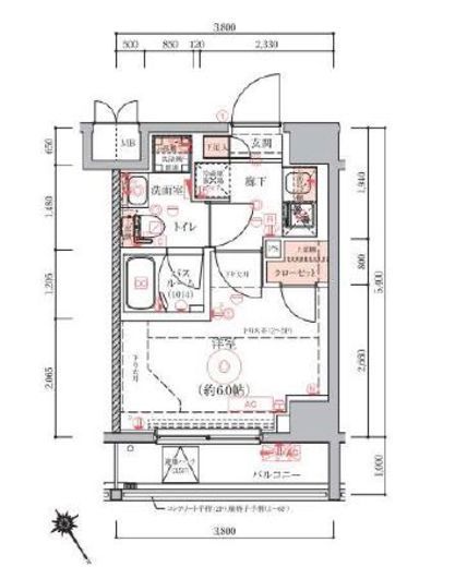 グランヴァン元住吉 202 間取り図