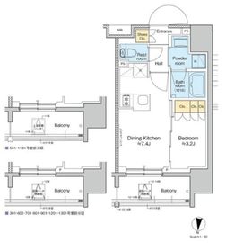 プラウドフラット亀戸ステーションプレイス 801 間取り図